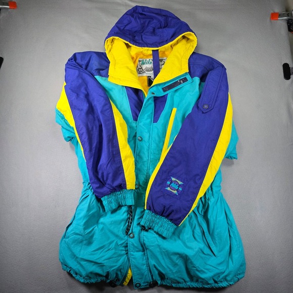 NILS Jackets & Blazers - Vintage Nils Ski Jacket XL Teal Purple Yellow Colorblock Entrant Thermore USA